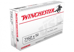 Winchester Ammo Q3130 USA 7.62x51mm NATO 147 gr Full Metal Jacket 20 Per Box/ 10 Case