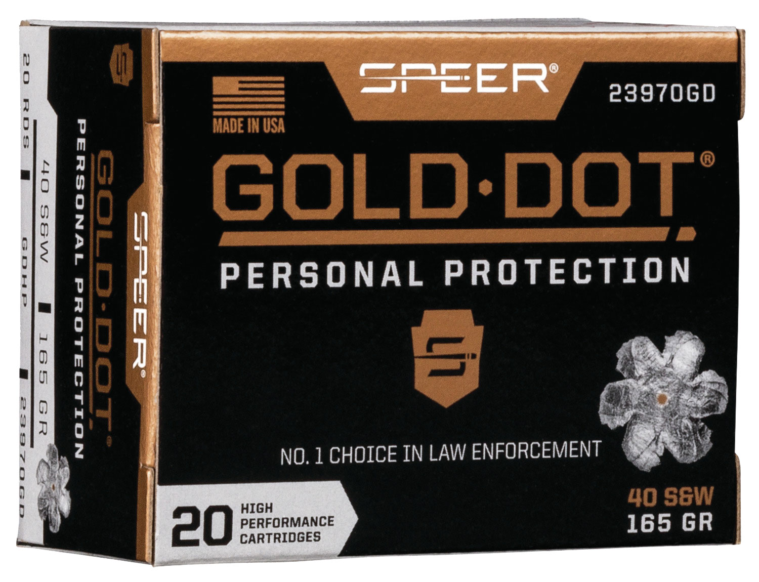 Speer Ammo 23970GD Gold Dot Personal Protection 40 S&W 165 gr Hollow Point
