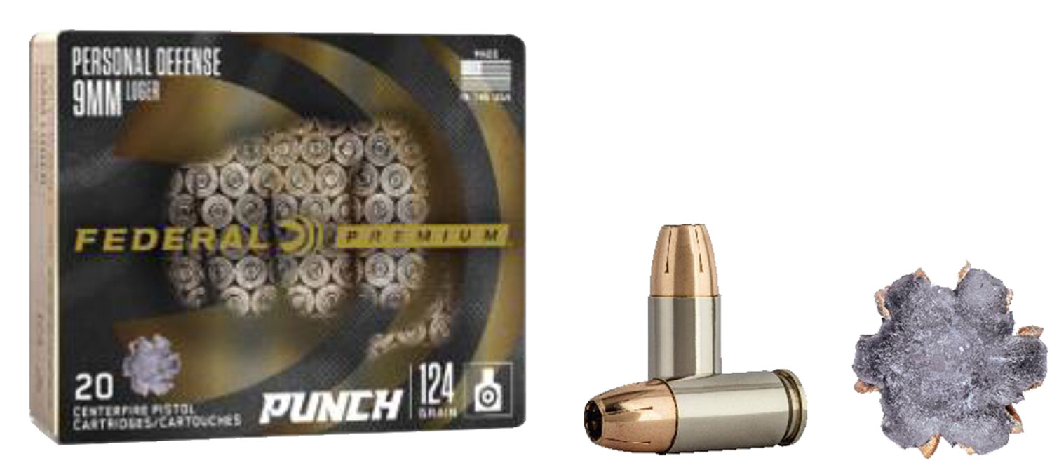 Federal PD9P1 Premium Punch 9mm Luger 124 gr Jacketed Hollow Point (JHP) 20 Box