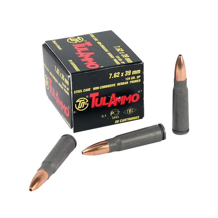 Tula 7.62x39mm 124 GR. HP - Steel Case - 20RD