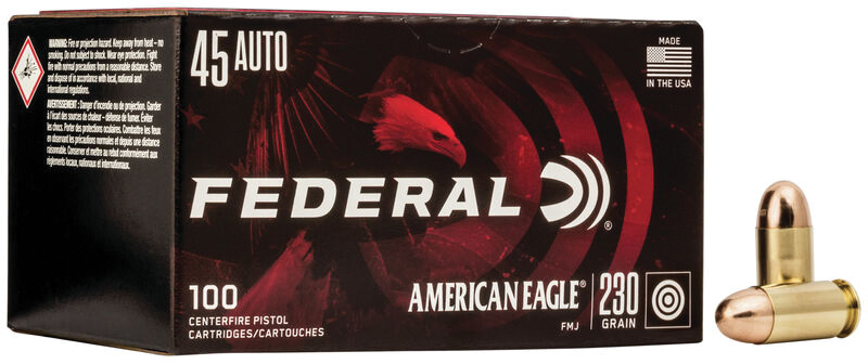 Federal AE45A100 American Eagle 45 ACP 230 gr Full Metal Jacket (FMJ) 100RD Box