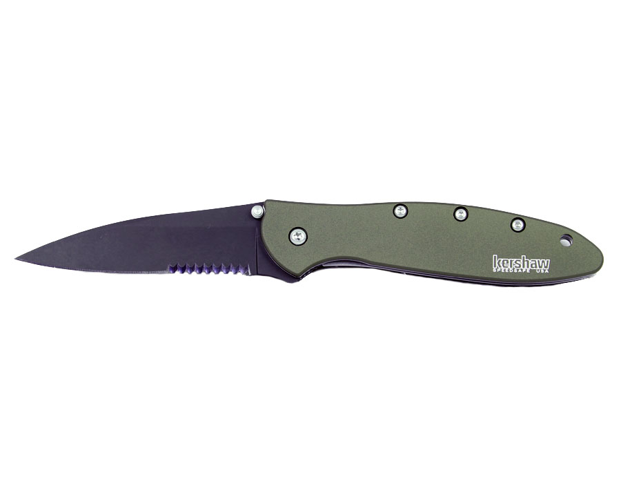 Kershaw Leek Olive/Black Serrated Knife
