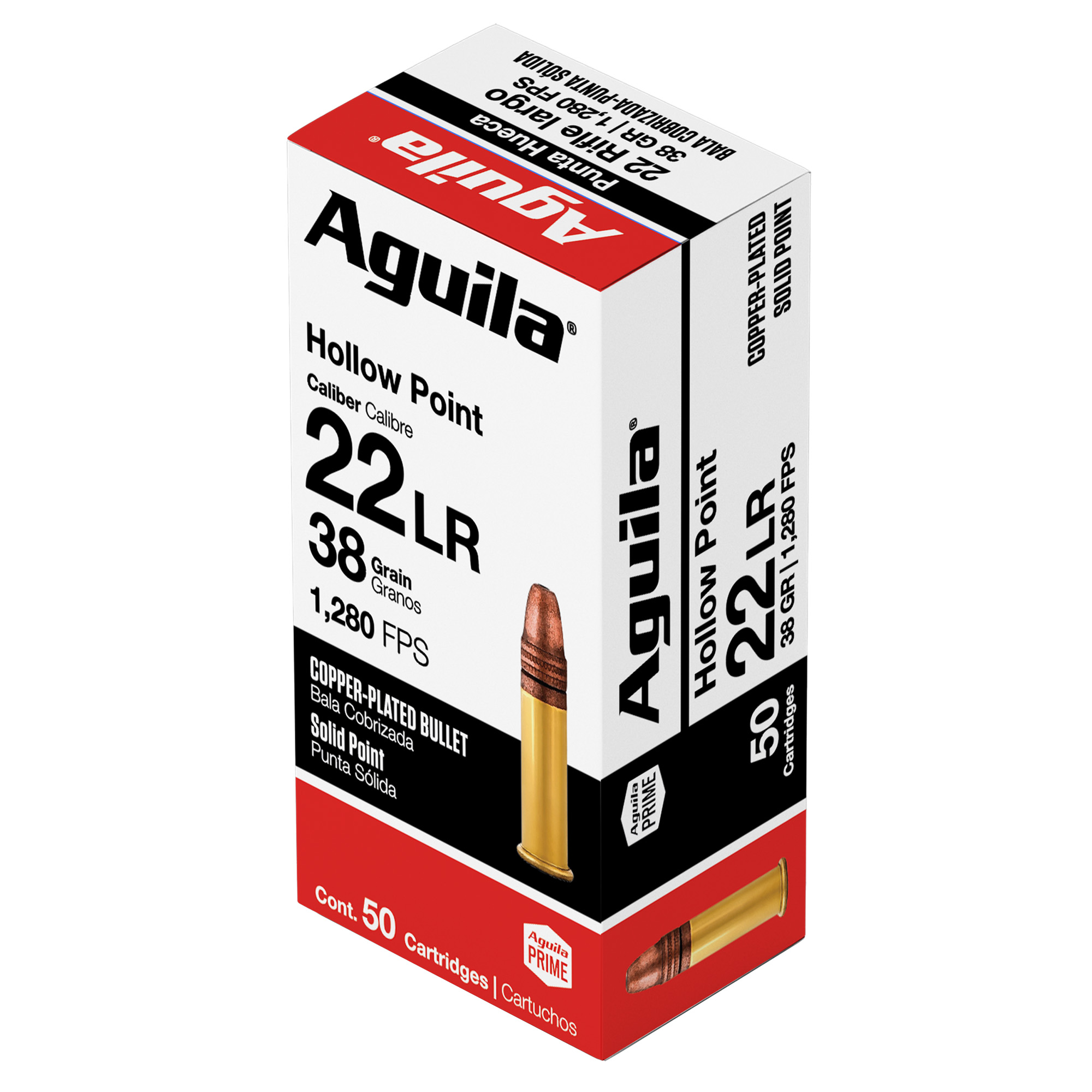Aguila 1B220335 Super Extra Rimfire 22LR 38gr Copper Plated Hollow Point 