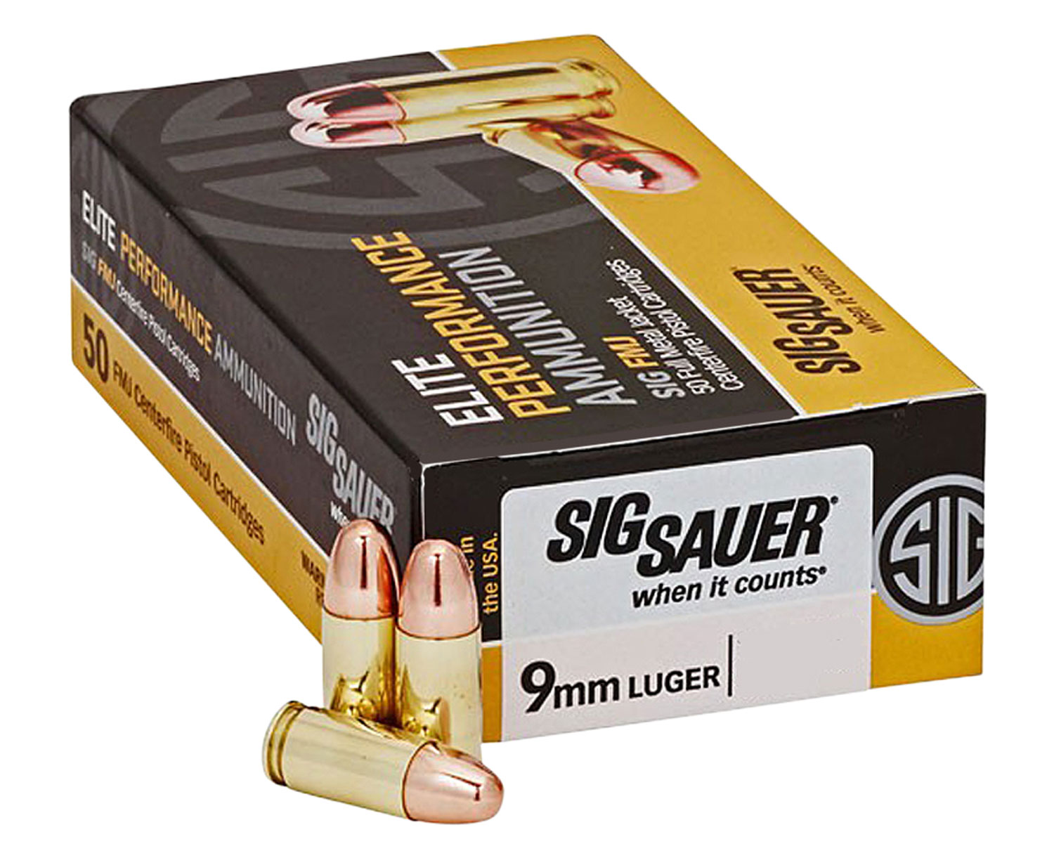 Sig Sauer 9mm 124 GR. Elite Ball FMJ - 50RD Box
