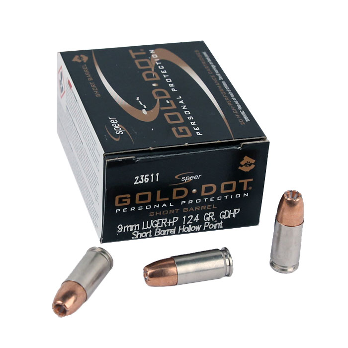 Speer Gold Dot 9mm Luger +P 124 GR. Short Barrel GDHP - 20RD
