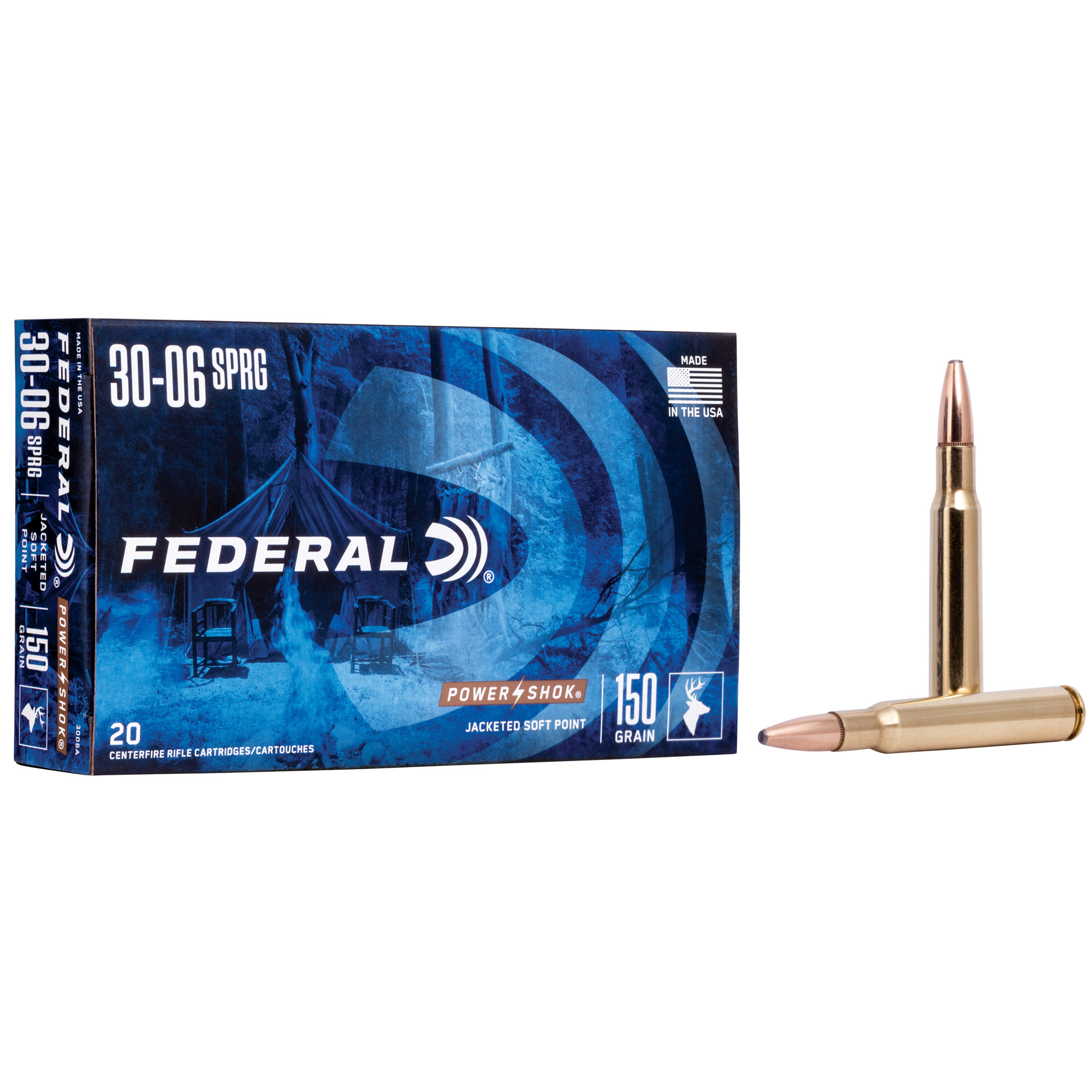 Federal, PowerShok, 30-06, 150 Grain, Soft Point, 20 Round Box