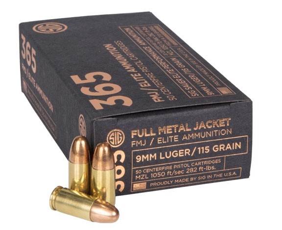 Sig Sauer 9mm 115 GR. Elite 365 FMJ - 50RD E9MMB1-365-50