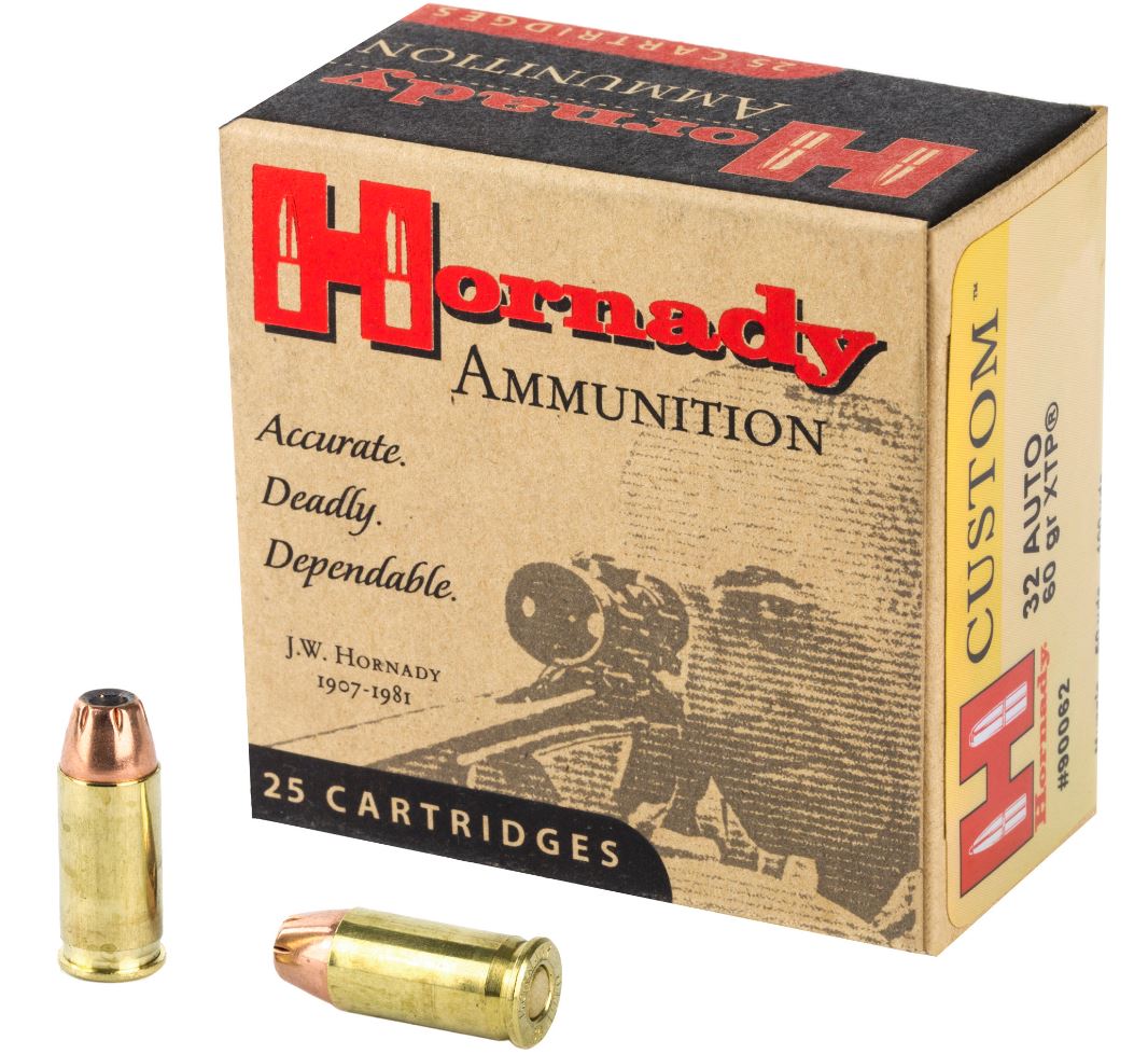 Hornady 90062 Custom 32ACP 60gr Hornady XTP Hollow Point 25 Per Box