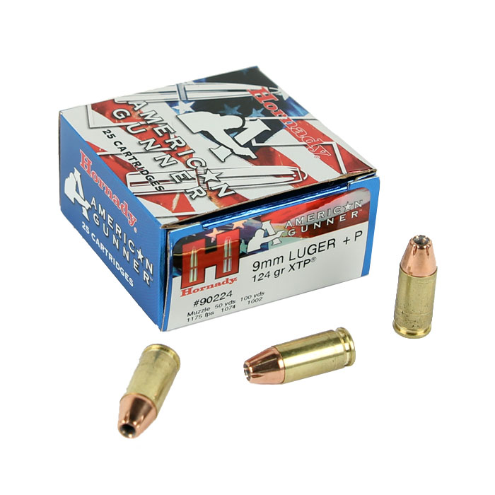 Hornady American Gunner XTP 9mm luger +P 124 GR. HP - 25RD