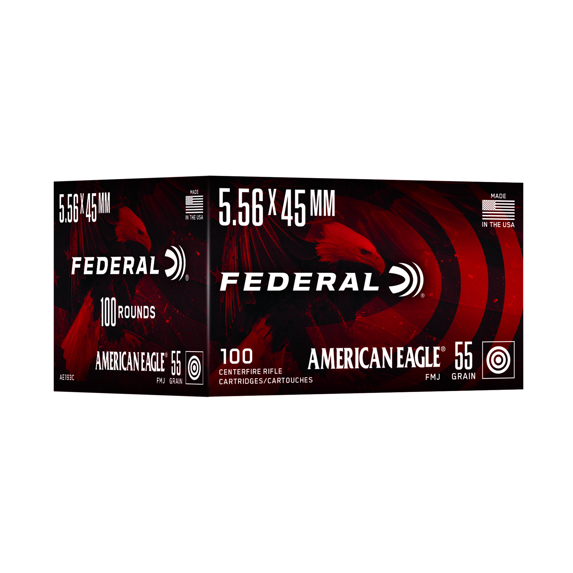 Federal AE193C American Eagle 5.56x45mm 55gr Full Metal Jacket 100 Per Box