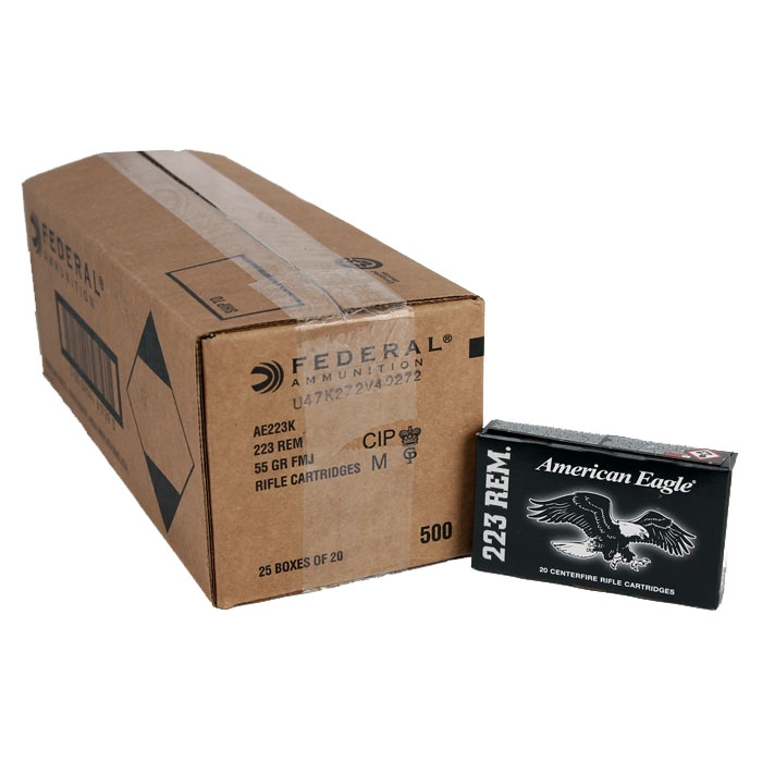 Federal American Eagle .223 55GR FMJ-BT - 500RD Case