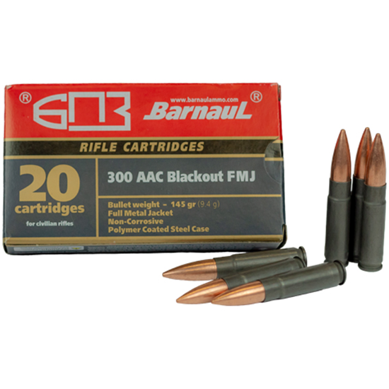 Barnaul 300 Blackout 145 GR. FMJ Steel Polycoated Case - 20RD