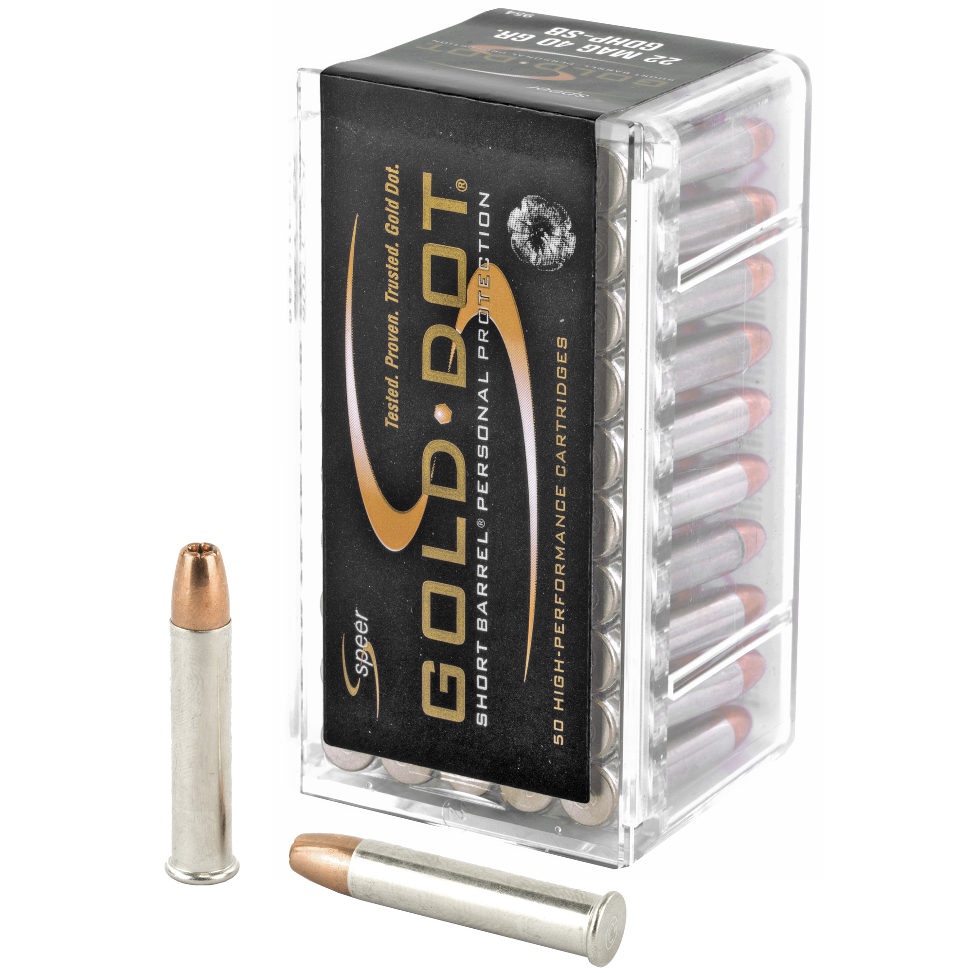 Speer Ammunition, Gold Dot Short Barrel, 22 WMR, Personal Protection, 40 Grain, Gold Dot Hollow Point