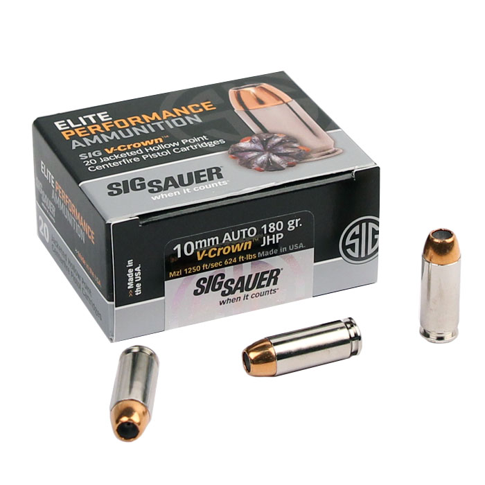 Sig Sauer 10mm 180 GR. Elite V-Crown JHP - 20RD