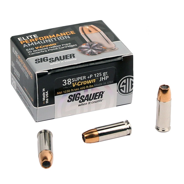 Sig Sauer .38 Super +P 125 GR. Elite V-Crown JHP - 20RD