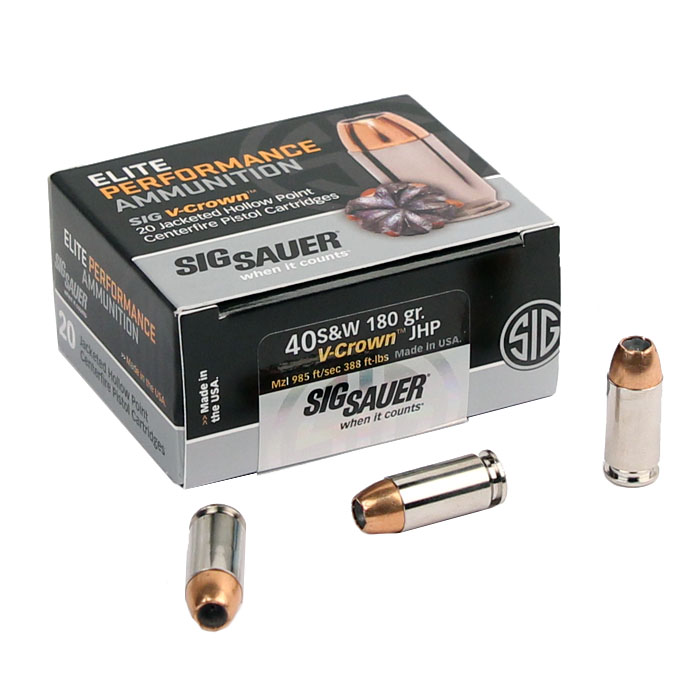 Sig Sauer .40S&W 180 GR. Elite V-Crown JHP - 20RD