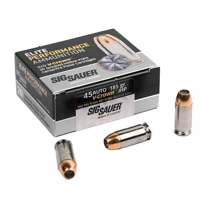 Sig Sauer .45ACP 185 GR. Elite V-Crown JHP - 20RD