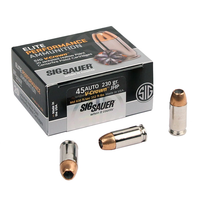 Sig Sauer .45ACP 230 GR. Elite V-Crown JHP - 20RD