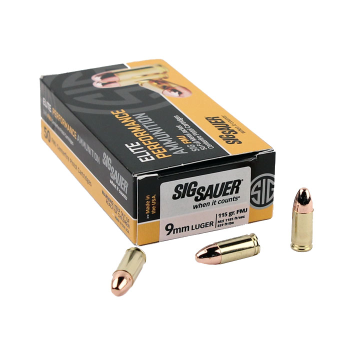 Sig Sauer 9mm 115 GR. Elite Ball FMJ - 50RD Box