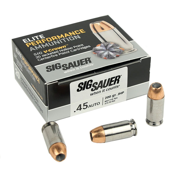 Sig Sauer .45ACP 200 GR. Elite V-Crown JHP - 20RD