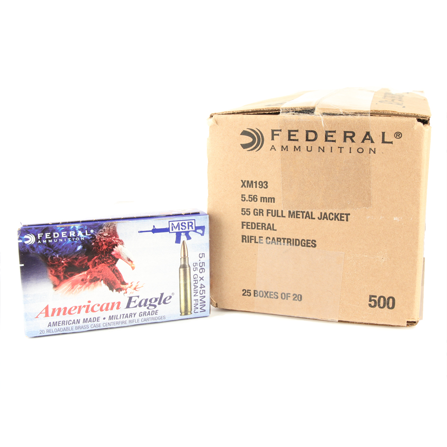  Federal XM193 5.56 NATO 55GR. FMJ - 500 Round Case