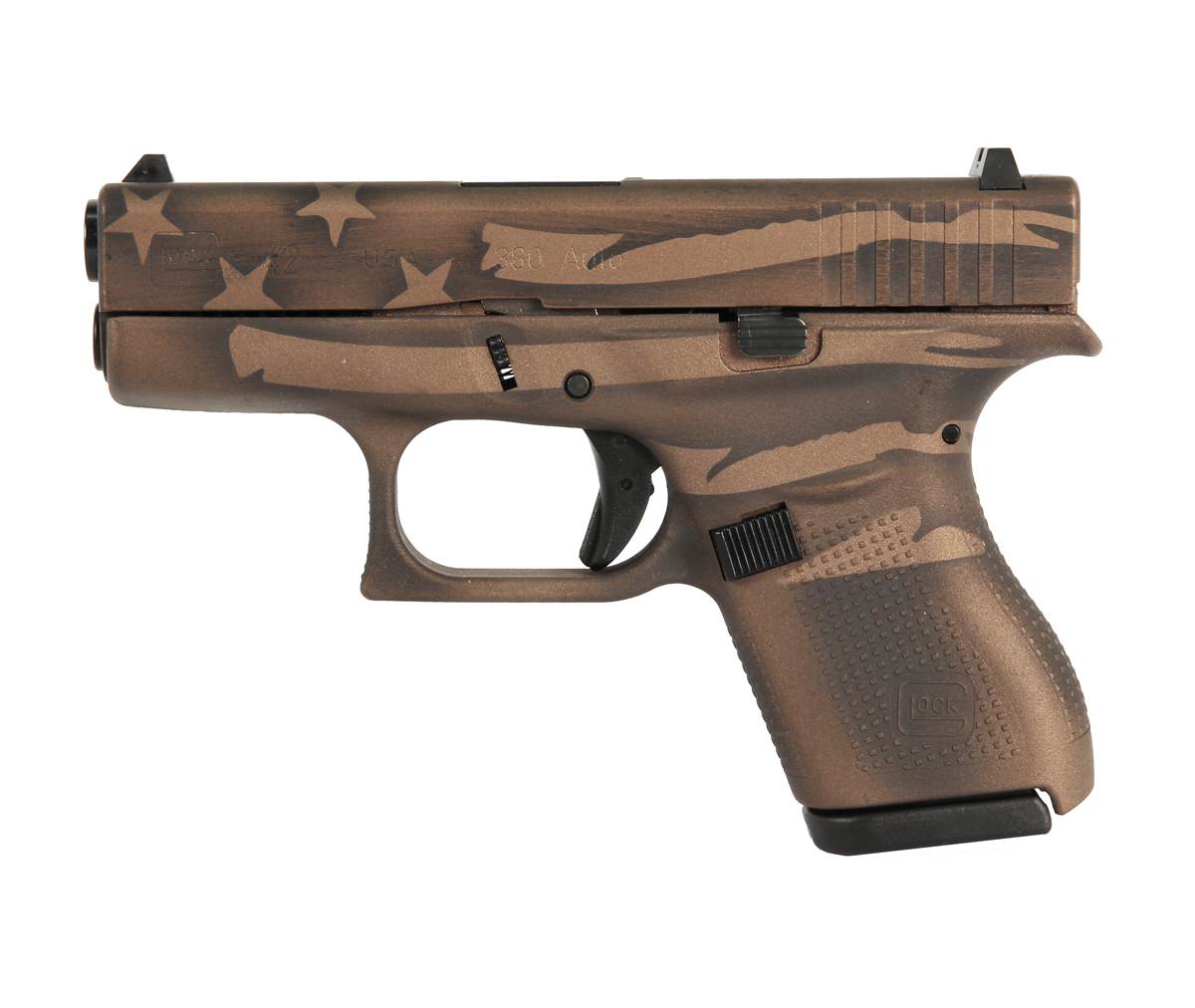Glock 42 .380 - Battleworn Bronze Distressed Flag