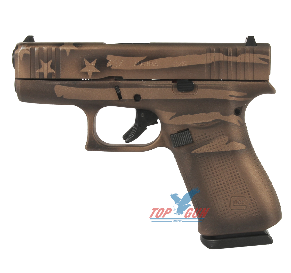 Glock 43X 9mm - Battleworn Bronze Distressed Flag