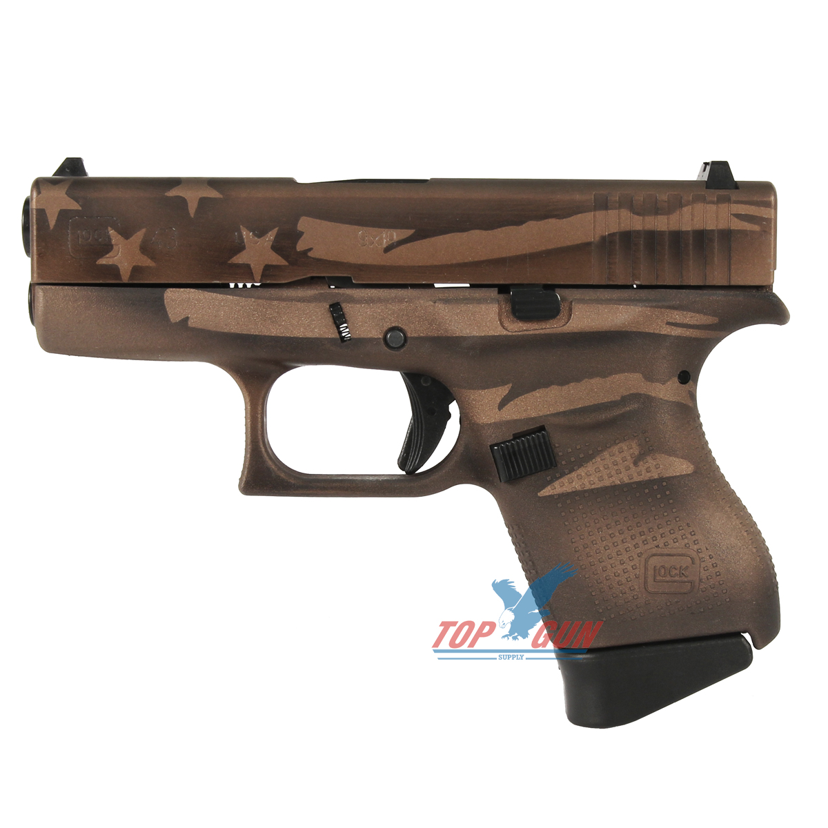 Glock 43 9mm - Battleworn Bronze Distressed Flag