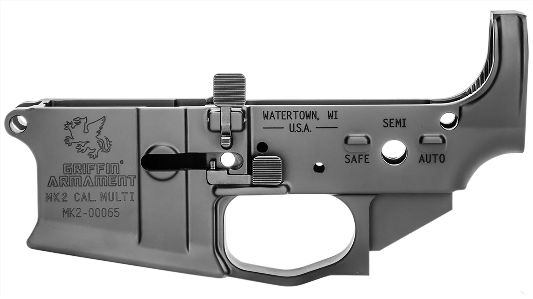 Griffin Armament MK2AL MK2 Stripped Lower Receiver 7075-T6 Aluminum Black Anodized for AR-15