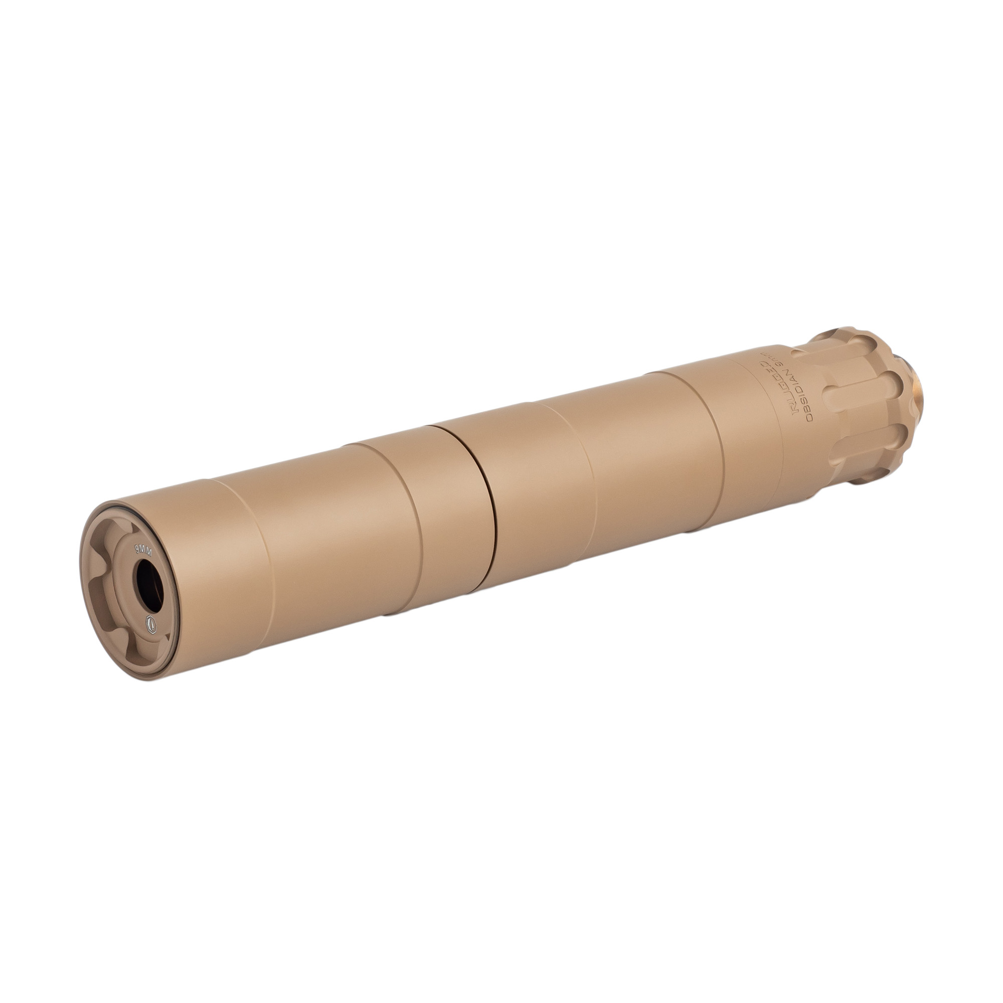 Rugged Suppressors, Obsidian 9 with ADAPT Modular Technology, Pistol Suppressor, 9MM, Includes 1/2X28 Piston, Aluminum Tube, 17-4 PH Baffles, Flat Dark Earth, Cerakote Finish