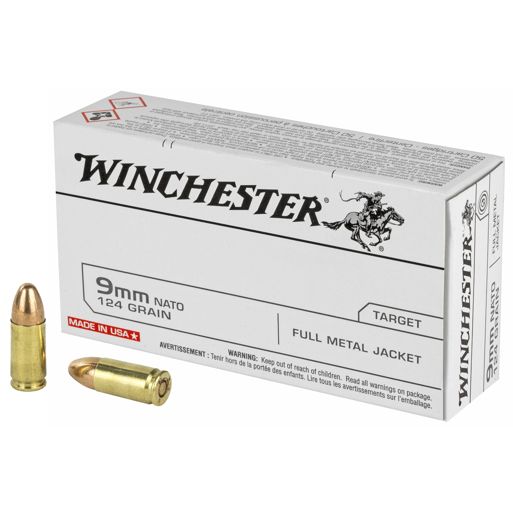 Winchester Ammo Q4318 USA 9mm NATO 124 gr Full Metal Jacket (FMJ) 50 Box