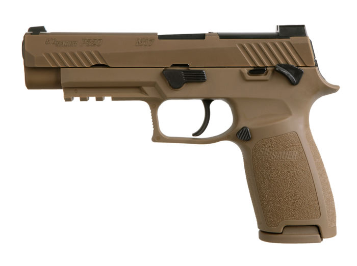 Sig Sauer P320 M17 Commercial, 9mm, Coyote Tan, Night Sights, Manual Safety