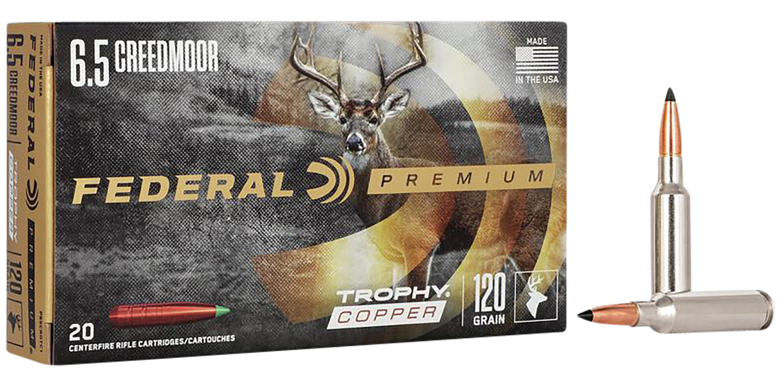 Federal P65CRDTC1 Premium 6.5Creedmoor 120gr Trophy Copper 20 Per Box