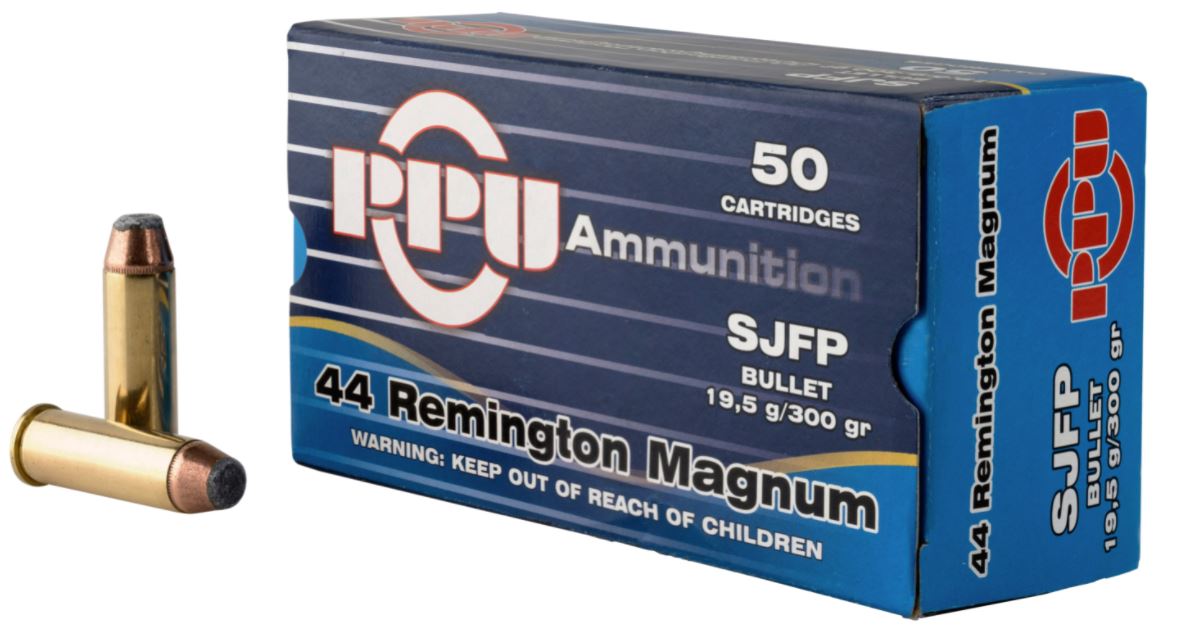 PPU PPH44MF Handgun 44 Rem Mag 300 gr Semi-Jacketed Flat Point (SJFP) 50 Bx/ 10 Cs