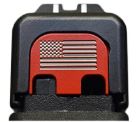 Milspin Custom Back Plate - Flag - Standard Glock - Stainless Steel with Red Cerakote 