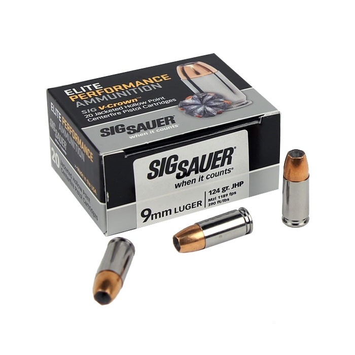 Sig Sauer 9mm 124 GR. Elite V-Crown JHP - 20RD