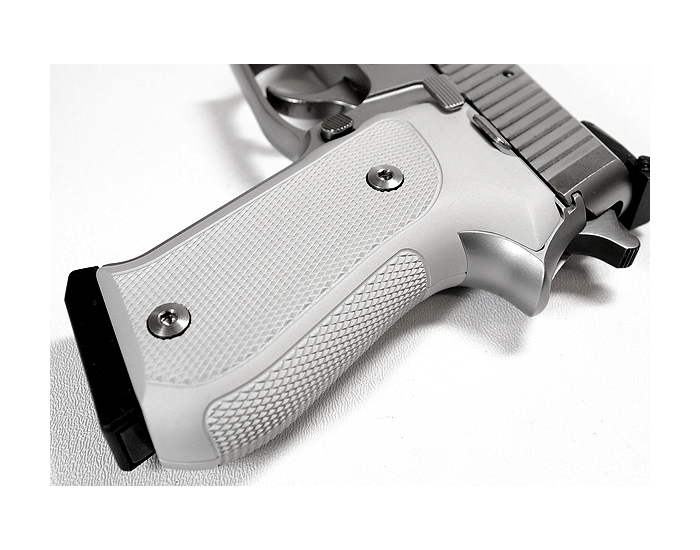 Hogue Extreme Aluminum Grips P228, P229 - CHECKERED CLEAR ANODIZED