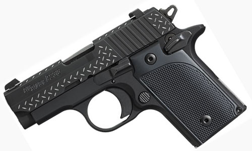 Sig Sauer P238 .380ACP, BLACK Diamond Plate, Night Sights, SAO