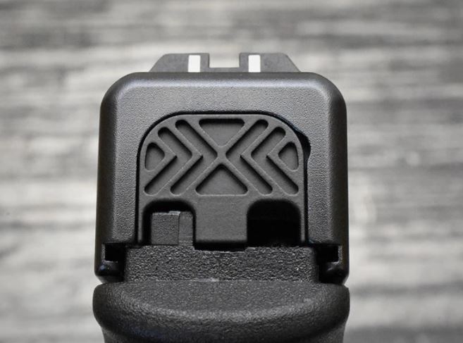 Milspin Custom Back Plate - X-Carve- Standard Glock - Stainless Steel with Black Coating 