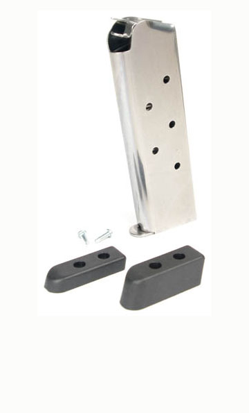 Check-Mate .45ACP, 7RD, SS, Wadcutter, Bumper Pads - Full Size 1911 Magazine