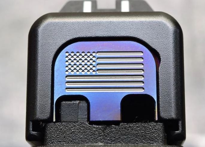 Milspin Custom Back Plate - US Flag - Standard Glock - Flamed Titanium 