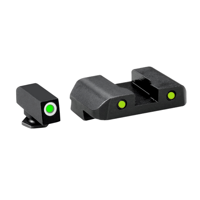 Ameriglo Tritium Night Sight Set - PRO OPERATOR SERIES - Glock 10mm, .45, .357 - Green/Yellow