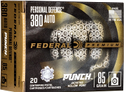 Federal Premium .380 Auto 90 GR. JHP - 20RD Federal Premium .380 Auto 90 GR. JHP - 20RD