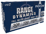 Fiocchi 308A Range Dynamics 308Win 150gr Full Metal JBT