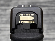 Milspin Custom Back Plate - Just the Tip - Standard Glock - Stainless with Black Coating Milspin Custom Back Plate - Just the Tip - Standard Glock - Stainless with Black Coating